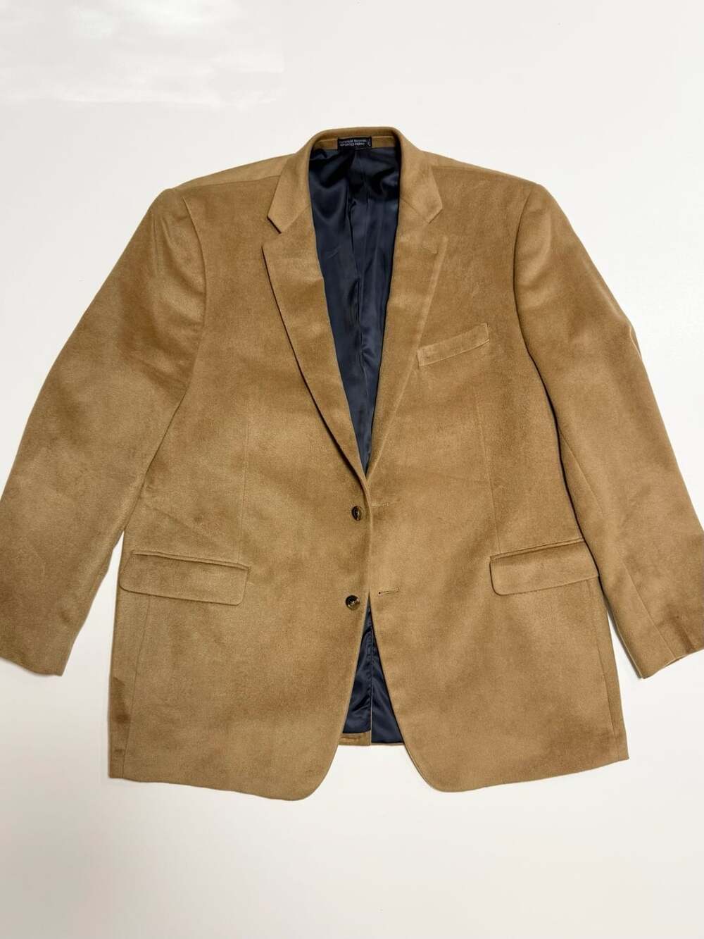 Nautica Mens Tan Camel Suede-Feel Blazer Sport Coat Size 48L Two Button Notch La